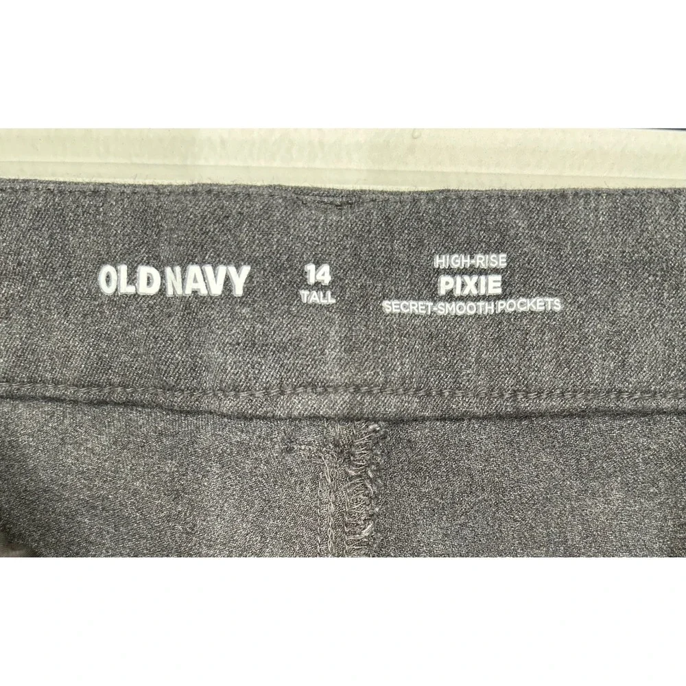 Old Navy High Rise Pixie Secret‎ Smooth Pockets Gray Dress Pants Women's 14 Tall
